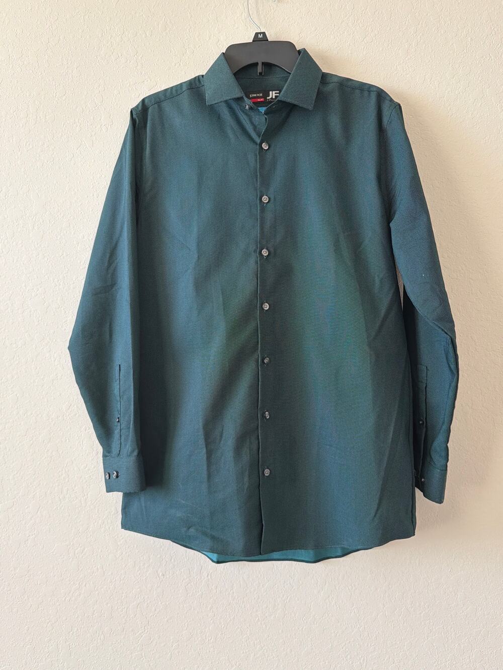 J. Ferrar Stretch Slim Men’s Green Button Down Dress Shirt Size Medium 15-15.5